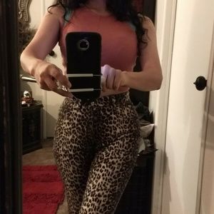 Leopard print Jeans Womens High Waist Flared Book